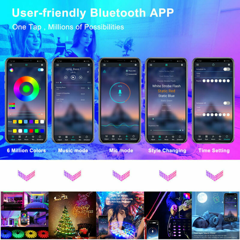 LED Strip Bluetooth Remote Lights TV Back Lights 5050 RGB For Bar Room